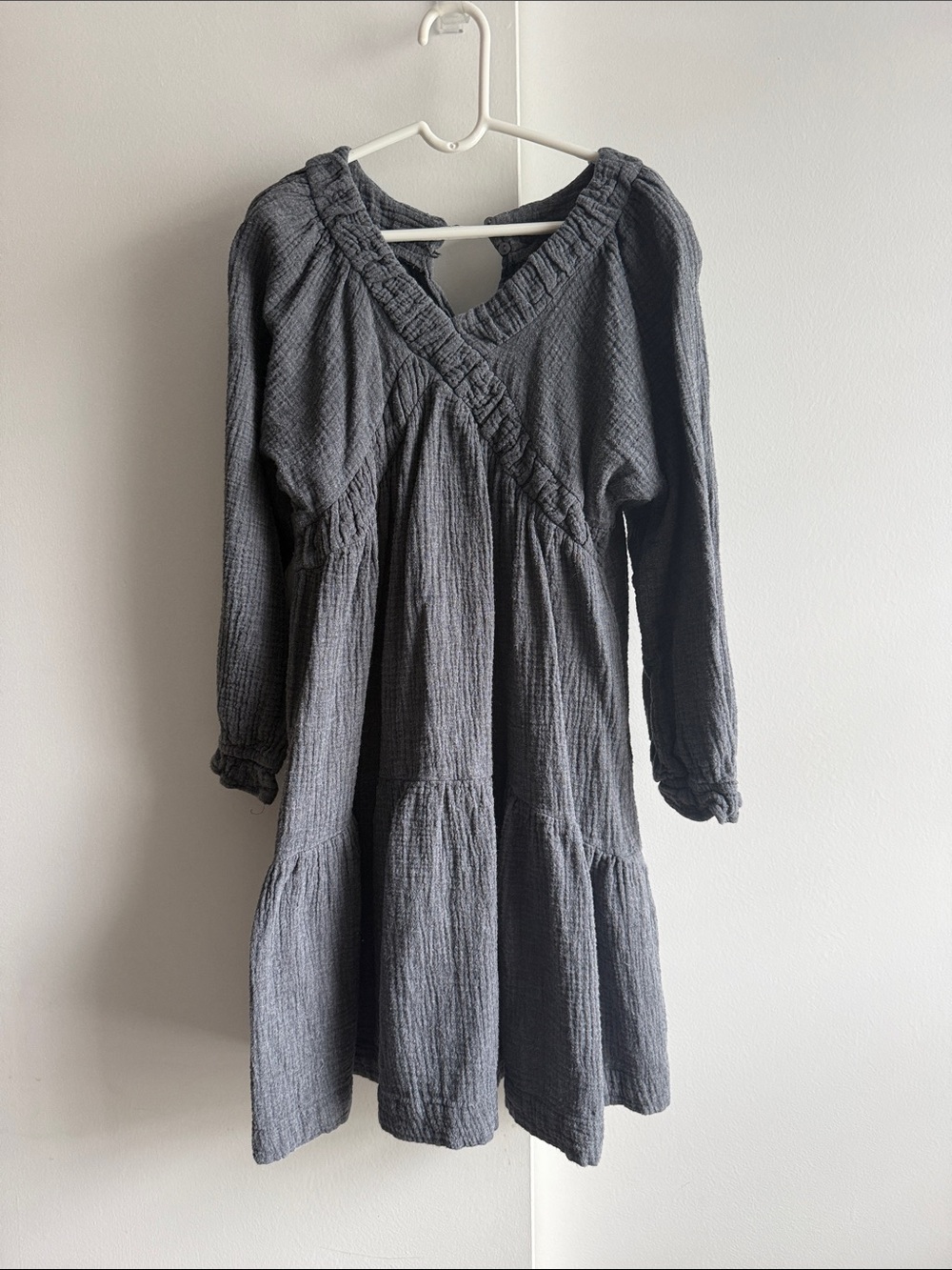 Zara Girls' Long Sleeve Tiered Dress - Charcoal